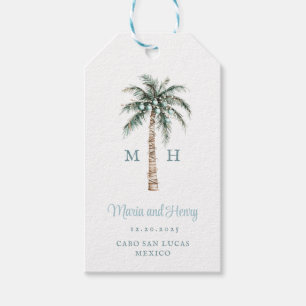 Christmas Palm Tree   Beach Wedding Monogram Gift Tags