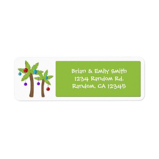 Christmas palm tree custom holiday labels (Front)
