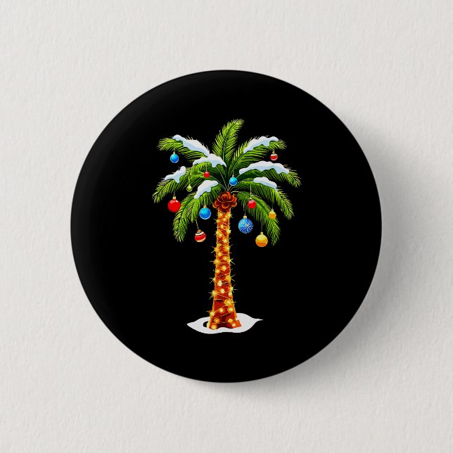 Christmas Palm Tree Hawaiian Trocal Xmas  6 Cm Round Badge (Front)