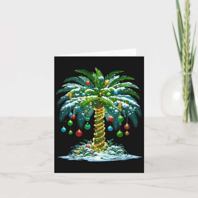 Christmas Palm Tree Hawaiian Trocal Xmas  Card (Front)