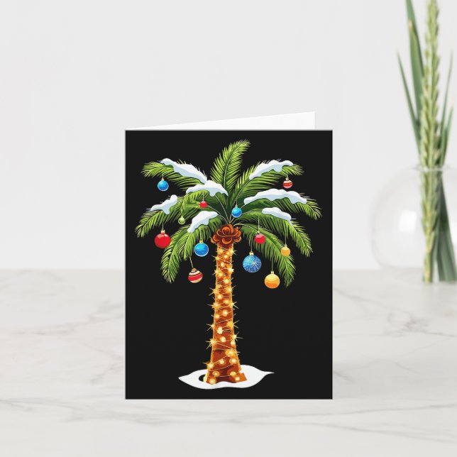 Christmas Palm Tree Hawaiian Trocal Xmas  Card (Front)