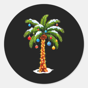 Christmas Palm Tree Hawaiian Trocal Xmas  Classic Round Sticker