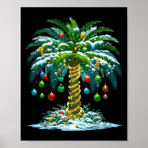 Christmas Palm Tree Hawaiian Trocal Xmas  Poster