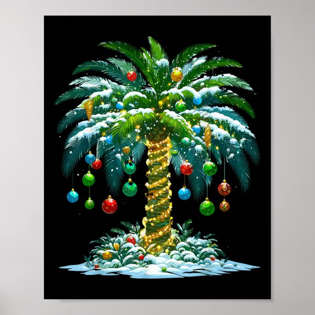 Christmas Palm Tree Hawaiian Trocal Xmas  Poster (Front)