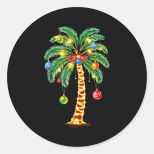 Christmas Palm Tree Hawaiian Xmas  Classic Round Sticker