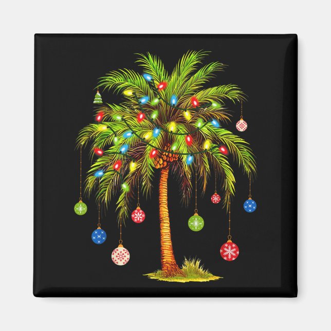 Christmas Palm Tree Light Hawaiian Trocal Xmas  Magnet (Front)