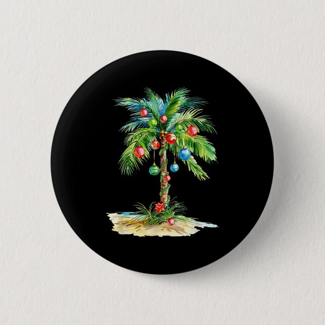Christmas Palm Tree Light Hawaiian Trocal Xmas Men 6 Cm Round Badge (Front)