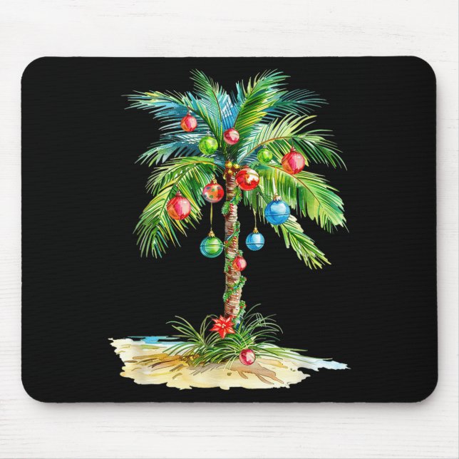Christmas Palm Tree Light Hawaiian Trocal Xmas Men Mouse Pad (Front)