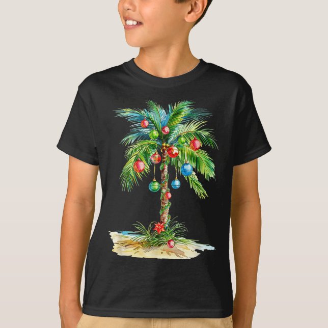 Christmas Palm Tree Light Hawaiian Trocal Xmas Men T-Shirt (Front)