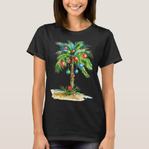 Christmas Palm Tree Light Hawaiian Trocal Xmas Men T-Shirt