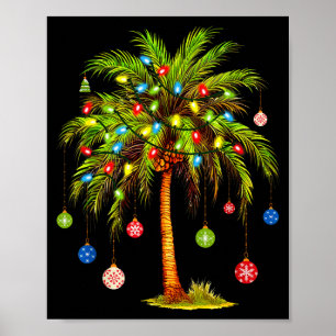 Christmas Palm Tree Light Hawaiian Trocal Xmas  Poster