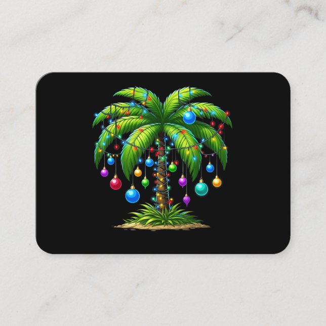 Christmas Palm Tree Light Hawaiian Tropical New Ye Business Card (Front)