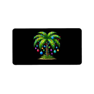 Christmas Palm Tree Light Hawaiian Tropical New Ye Label