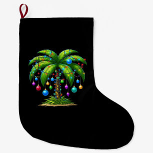 Christmas Palm Tree Light Hawaiian Tropical New Ye Large Christmas Stocking