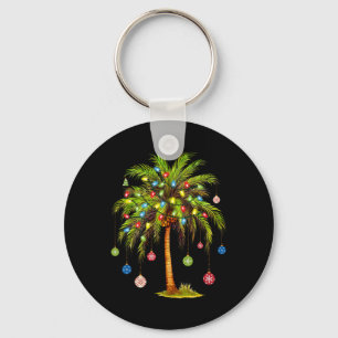 Christmas Palm Tree Light Hawaiian Tropical Xmas 1 Key Ring