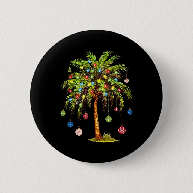 Christmas Palm Tree Light Hawaiian Tropical Xmas  6 Cm Round Badge (Front)