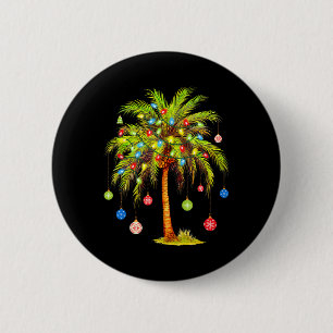 Christmas Palm Tree Light Hawaiian Tropical Xmas  6 Cm Round Badge
