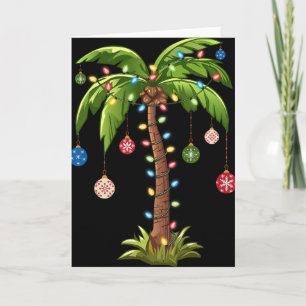 Christmas Palm Tree Light Hawaiian Tropical Xmas Card