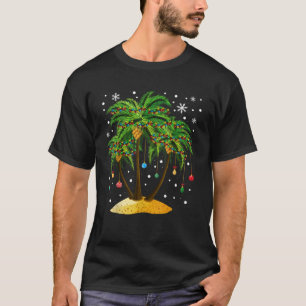 Christmas Palm Tree Light Hawaiian Tropical Xmas F T-Shirt