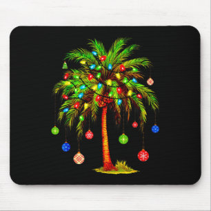 Christmas Palm Tree Light Hawaiian Tropical Xmas Mouse Pad