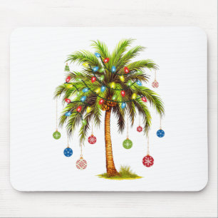 Christmas Palm Tree Light Hawaiian Tropical Xmas Mouse Pad