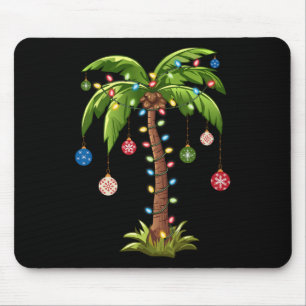 Christmas Palm Tree Light Hawaiian Tropical Xmas Mouse Pad