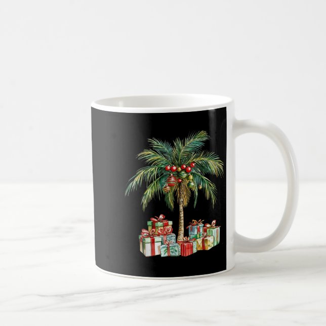 Christmas Palm Tree Lights Hawaiin Trocal Xmas Wat Coffee Mug (Right)