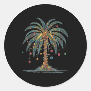 Christmas Palm Tree Merry Christmas Tropical Chris Classic Round Sticker