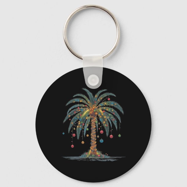 Christmas Palm Tree Merry Christmas Tropical Chris Key Ring (Front)