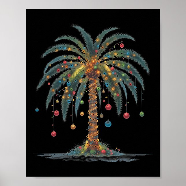 Christmas Palm Tree Merry Christmas Tropical Chris Poster (Front)
