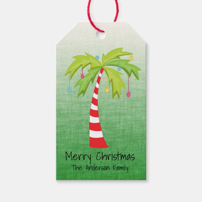 Christmas Palm Tree Personalised Gift Tags (Front)