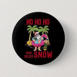 Christmas Palm Tree Santa Surfing Summer Beach Vac 6 Cm Round Badge