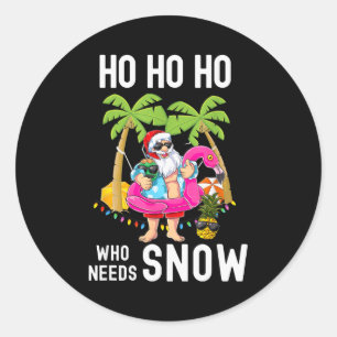 Christmas Palm Tree Santa Surfing Summer Beach Vac Classic Round Sticker