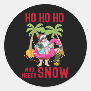 Christmas Palm Tree Santa Surfing Summer Beach Vac Classic Round Sticker
