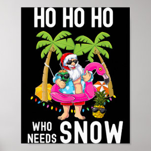 Christmas Palm Tree Santa Surfing Summer Beach Vac Poster