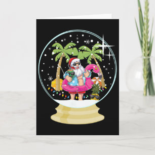 Christmas Palm Tree Surfing Beach Snow Globe Summe Card