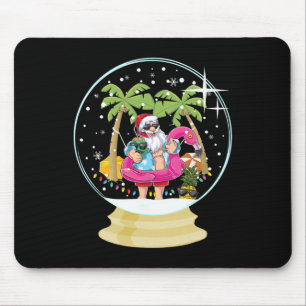Christmas Palm Tree Surfing Beach Snow Globe Summe Mouse Pad