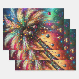 Christmas Palm Tree Tropical Beach Decoupage Wrapping Paper Sheet