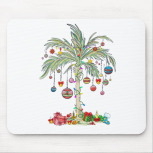 Christmas Palm Tree Tropical Xmas Beach Florida Ha Mouse Pad