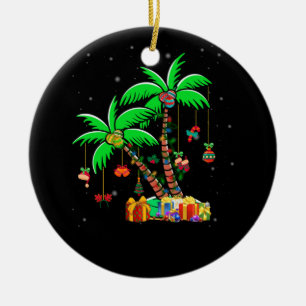 Christmas Palm Tree Tropical Xmas Coconut Lights Ceramic Ornament