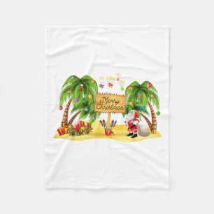 Christmas Palm Tree Tropical Xmas Coconut Lights P Fleece Blanket