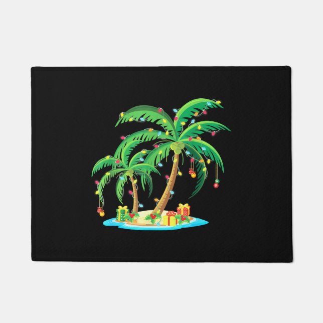 Christmas Palm Tree Tropical Xmas Gift Coconut Doormat (Front)