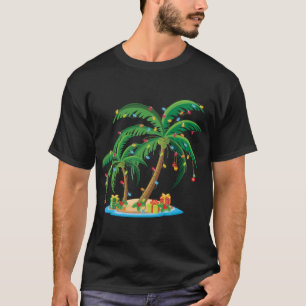 Christmas Palm Tree Tropical Xmas Gift Coconut Lig T-Shirt