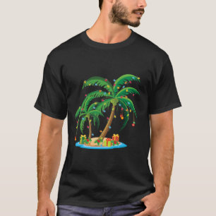 Christmas Palm Tree Tropical Xmas Gift Coconut Lig T-Shirt