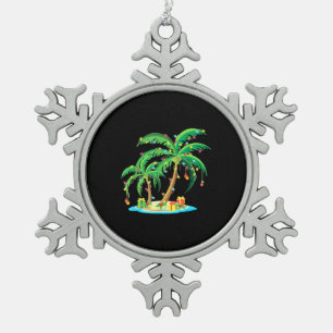 Christmas Palm Tree Tropical Xmas Gift Coconut Snowflake Pewter Christmas Ornament
