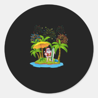 Christmas Palm Tree Tropical Xmas Lights Classic Round Sticker