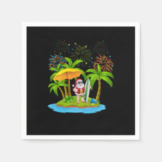 Christmas Palm Tree Tropical Xmas Lights Napkin