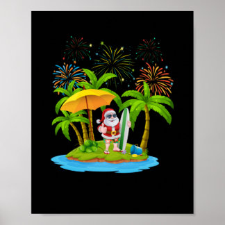 Christmas Palm Tree Tropical Xmas Lights Poster