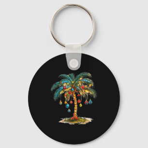 Christmas Palm Tree Women Funny Hawaiian Beach Tro Key Ring