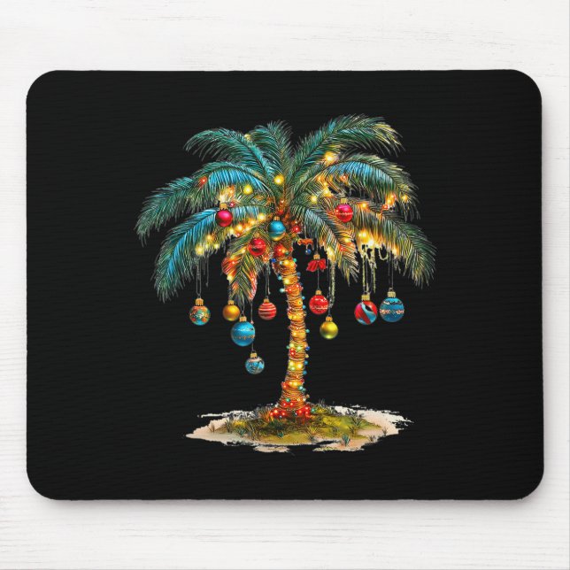 Christmas Palm Tree Women Funny Hawaiian Beach Tro Mouse Pad (Front)